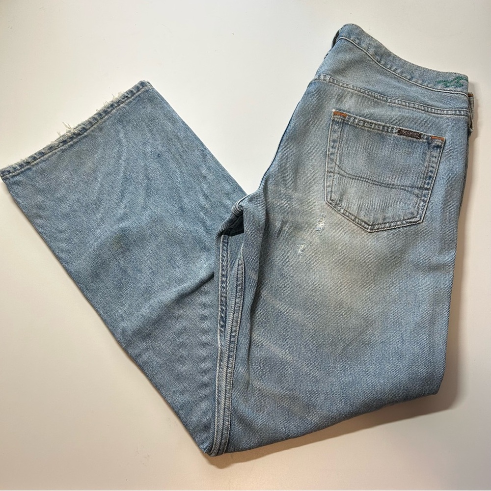 Vintage Y2K Hollister Men's 33 x 32 Low Rise Boot Cut Button Fly Distressed